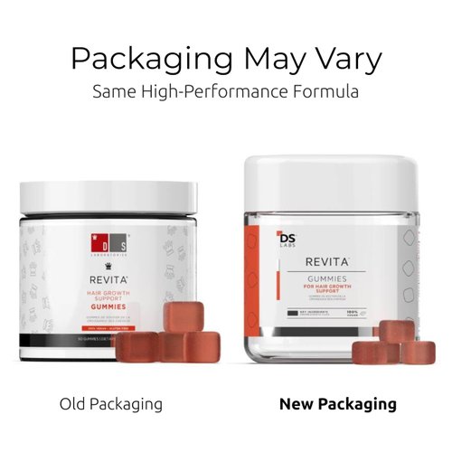 DS Laboratories Revita Hair Growth Gummies, Biotin, Vitamin D, Iron, Magnesium, Melatonin & Zinc Supplement, Vegan, Supports Thicker Hair Growth, Gluten Free (Packaging May Vary)