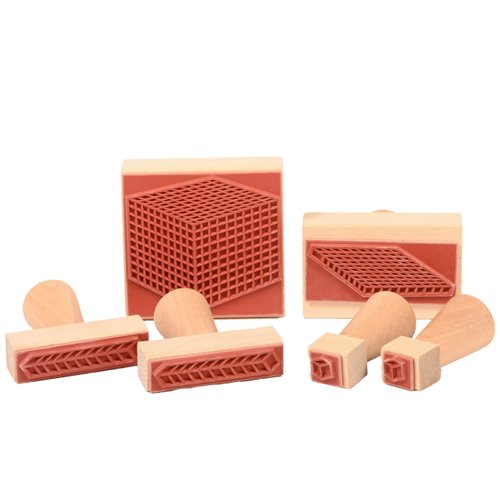 READY 2 LEARN Base 10 Block Stamps - Set of 6 - Wooden Stamps for Early Math Activities and DIY - Use for Flashcards, Worksheets, Homework and Scrapbooks