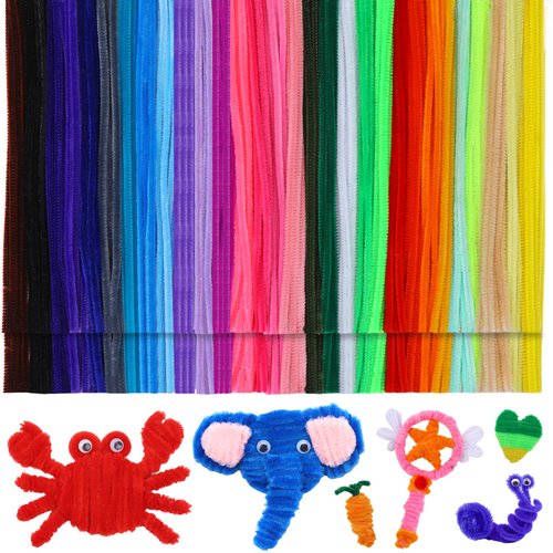 Zlulary Pipe Cleaners, 600 PCS Pipe Cleaners Bulk, Pipe Cleaners Craft Multicolor Chenille Stems Art Craft Supplies for Festival Home Decoration Handicraft DIY Creation