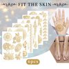 Henna Temporary Tattoos Stickers Gold Lace Tattoos Stickers Flower Lotus Stickers Sexy Butterfly Love Art Sticker Design Arm Body Art Accessories for Girl Woman 6sheets (Gold)