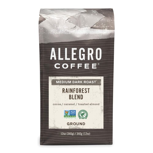 Allegro Coffee Rainforest Blend Ground Coffee, Caramel , 12 oz