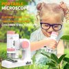 ARTFILIF Pocket Microscope for Kids 200x Hand Held Microscope Biological Microscope Science Educational Microscope with LED Lights Educational Toys Science Toys (with Light Base, Blue)