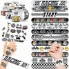 48 Checkered Flags 24PCS Checkered Flags Temporary Tattoos Sticker 24PCS Slap Bracelets Perfect for Themed Birthday Party Favors Baby Showers or Classroom Rewards Ideal Decor and Gifts