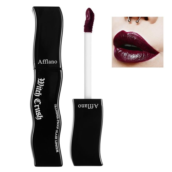 oygcee Gothic Lip Gloss - Non-Sticky, Long-Lasting, High Pigmented Gloss with Glossy Finish | Moisturizing, Smudge-Proof Lip Gloss for Halloween, Cosplay & Gothic Makeup