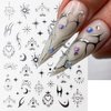 Laser Silver Nail Art Sticker Decal Sun Moon Butterfly Design Nail Decals 3D Self-Adhesive Nail Art Supplies Love Heart Flower Flame Nail Art Sticker Decoration for Women Manicure Supplies (6Sheets)