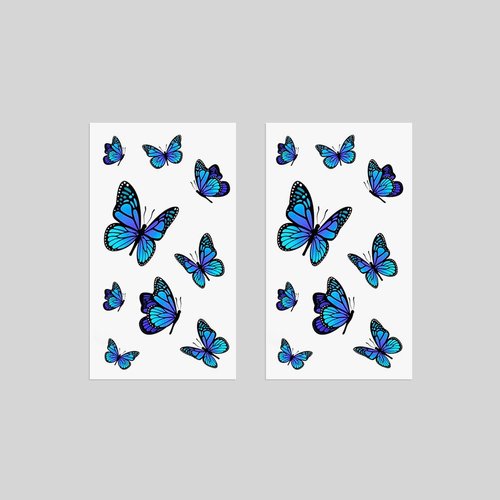 Oottati 2 Sheets Small Tiny Temporary Tattoo Stickers Blue Butterfly
