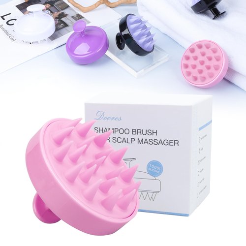 DOORES Scalp Brush with Soft Bristles, Pink (1 Pack), Shampoo Scalp Scrubber for Dandruff Removal, Hair Scrubber for Scalp