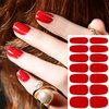 WOKOTO 20 Sheets Red Series Solid Color Full Nail Wraps with Nail File Self-Adhesive Nail Stickers Real Nail Polish Strips for Women Nails Art