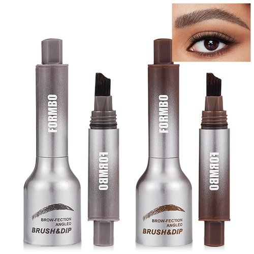 2PCS Liquid Eyebrow Brush, Brow-Fection Angled Brush & Dip, Long Lasting Waterproof Brow Pen, Eyebrow Tint, Eyebrow Pencils, Creates Natural Looking Brows (#01ESPRESSO & #02TAUPE, Small)