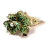 Medium Decorative Hair Comb Rhinestone Crystal Rose Simulated Pearl Bridal Hair Comb, Green
