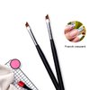XEAOHESY 5pcs French Tip Nail Brush Set Half Moon Shape Silver Handle Oblique Head Black Handle Nail Brushes Red Wooden Handle Gel Builder Ombre Brush for Nail Manicure Tools