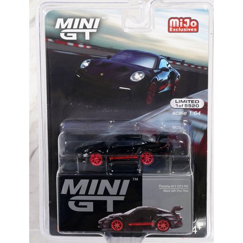 True Scale Miniatures Model Car Compatible with Porsche 911 (992) GT3 RS Black with Pyro Red 1/64 Diecast Model Car MGT00681