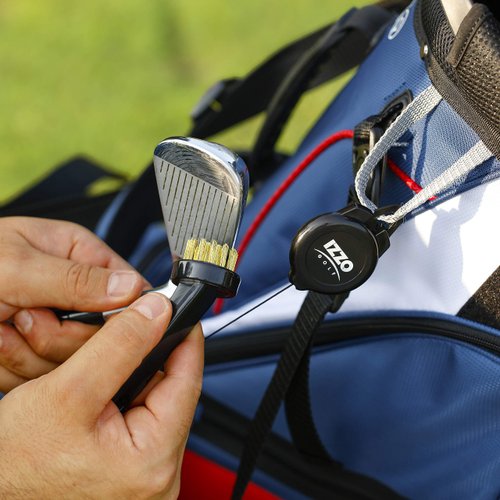 Izzo Golf Dual Golf Club Brushes - Includes a Brush for Golf Clubs & Brush to Clean Golf Club Grooves, with Golf Bag Zinger Black