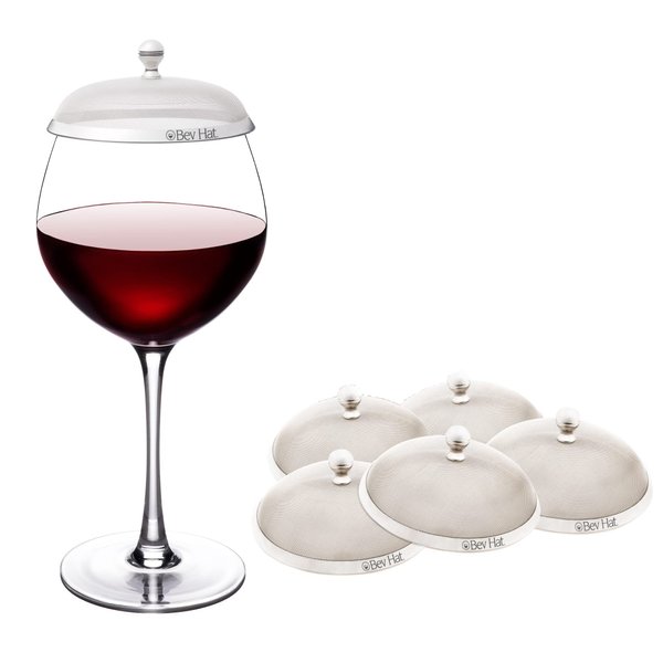 BevHat Stainless Steel Wine Glass Cover (Pack of 6). Keep The Bugs Out of Your Drinks. for Coffee Mugs, Tea Cups, Water Glasses. Wine Accessories to Protect Your Beverage Outside.