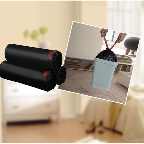 Begale 3 Gallon Drawstring Trash Bags, Black, 110 Counts/ 3 Rolls