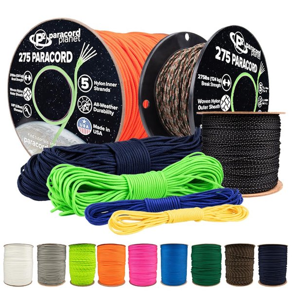 Paracord Planet 275lb Paracord – 3/32 Inch (2.38 mm) Nylon Crafting Cord with 5 Strand Inner Core – Urban Camo (100 ft)