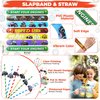 Monster Truck Party Favor 84 PCS Monster Truck Mini Pull Cars Treat Box Slap Bracelets Keychain Bubble Paper Straws Gift Rewards for Kids Birthday Supply