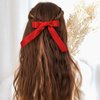 Ouligay 6pcs Silky Satin Hair Bows for Women, Bow Hair Clips with Long Tail, Hair Ribbon Bow Ponytail Holder, Slide Metal Clips Hair Bow Barrettes Clips for Women Girls Toddlers Teens Kids