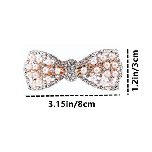 BeeSpring 1Pcs Korean Style Crystal Rhinestone Hair Barrettes Butterfly Pearls Hair Clips Pins fo...