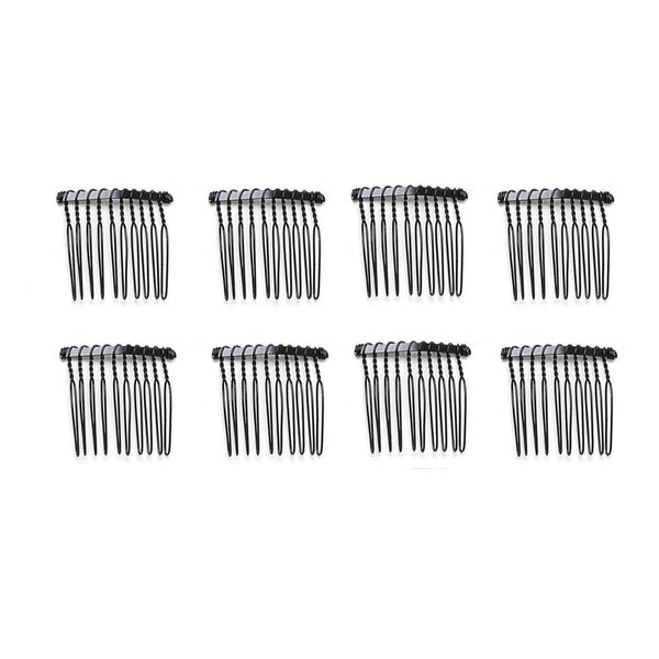 10 PCS Metal Wire Hair Clips and Barrettes - 10 Teeth/4cm Twist Bridal Combs, Veil Hair Pins for Wedding Party Bulk Pack for Women and Girls (Black)
