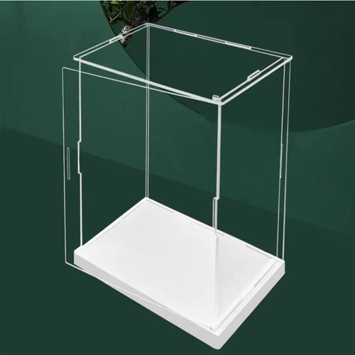 Openable Clear Acrylic Display Case-Assemble Countertop Box with White Base,Dustproof Protection Showcase for Action Figures Toys Collectibles (20x15x35cm/8x6x14inch)
