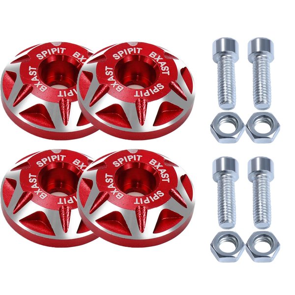 License Plate Screws: M6 Screw Bolts License Plate Screw Kit CNC Carved Aluminum Alloy Automobiles Trucks Motorcycle License Plate Bolts (12Pcs- Red)