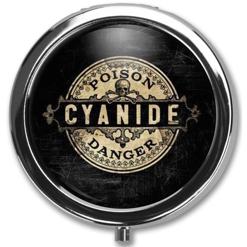 ETFNXRG Cyanide Pill Box Pill Case Pill Box Holder Trinket Stash Box Arsenic Vintage Style Medicine Vitamin Pill Organizer Case, Black