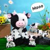 Sumind 5 Pcs Cow Plush Animals Set Mommy Cow Stuffed Animal with 4 Baby Cute Cows in Her Tummy Mommy Cow and Baby Small Plush Cow for Boys Girls(Cute)