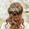 Bride Wedding Hair Accessories: Pearl Flower Hair Comb Rhinestone Hair Piece Bridal Headpiece for Women and Girls, Green