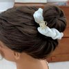 Faerie 2Pcs Silky shiny organza hair band, elastic hair band Crystal rhinestone Hair tie Silk ponytail hair tie Square rhinestone hair tie cat's eye head tie