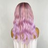 CIMITIKI Ombre Pinkish Mixed Purple Wig Rainbow Colored Highlight Synthetic Hair Pastel Rose Pink 13x4 Lace Front Wigs Loose Wavy 18Inch for Women Girls