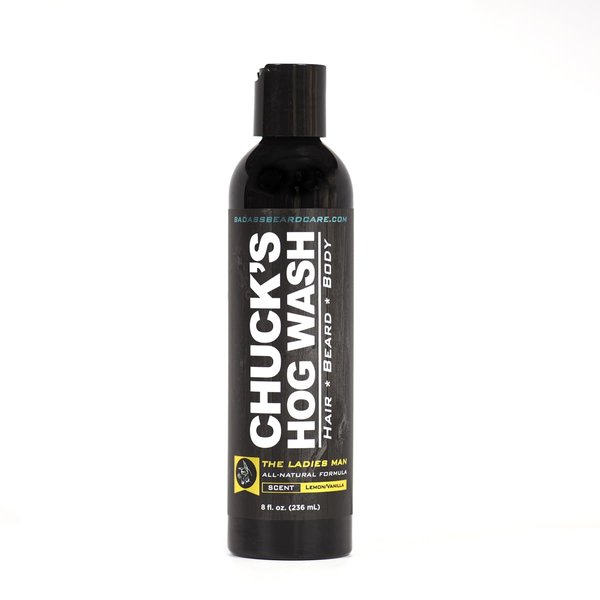 Chuck's Hog Wash - All Natural Beard and Body Wash - The Ladies Man Scent, 8 oz - Leaves Your Beard Softer than its Ever Been and is Suitable for Daily Use