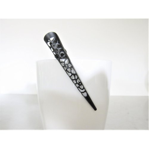 Generic 3 inch black filigree flower smaller alligator hair claw clip clamp