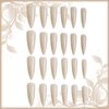 24Pcs Stiletto Press on Nails with Solid Color Design, Stiletto Manicure Art Acrylic Long Stiletto Fake Nails Stick on Nails Glossy Nude Stiletto Nails Gel Glue on Nails for Coquette Women Girls