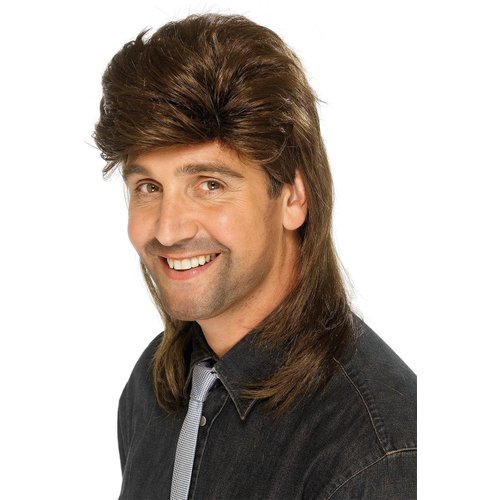 Smiffys mens Mullet Wig Brown , One Size