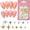 120pcs Gold Silver Star Nail Charms for Nails Design Metal Stars Nail Art Charms Mix Size Shape Nail Studs Star Nail Charm 3D Star Charms Nail Decor Nail Jewels for Nail Art Supplies Nail Accessories