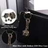 Syhood Mini Dice Set 7 Pcs Tiny Small Metal Dice Set Hollow D20 Necklace Dice Case Keychain Role Playing Table Games Portable Teacher Gift Mother Gift(Antique Gold)