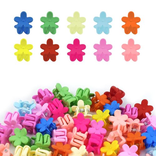 50 Pcs Mini Hair Clips for Girls Women Baby Kids Bangs Little Toddler Claw Clip Small Flower Hair Clips Colorful Tiny Clamps Decorative Accessories Cute Thin Toddlers Teens Hair Pins (Assorted Colors)