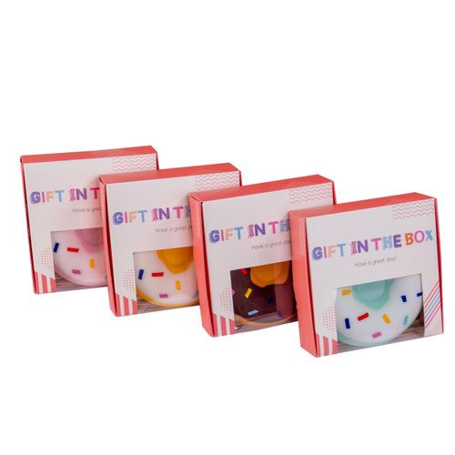 CONTRACONTACT Donut Girl Purse Party Set of 4, Kids Toys Crossbody Gift Sets in Four Colors for Girls Age 3+, Doughnut Toy Bags Box for Toddlers