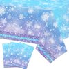 3 Pcs Snowflake Tablecloth, Snowflake Birthday Party Decorations Blue White Snowflake Disposable Plastic Rectangle Table Cover Winter Wonderland Snowflake Theme Birthday Party Supplies 70"x 43"