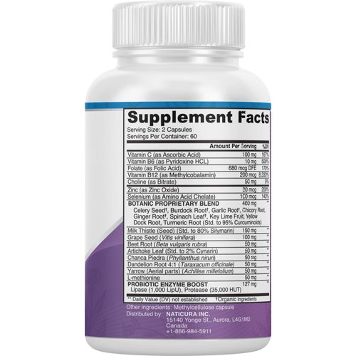 Naticura Liver Cleanse Plant-Based Formula - Vegan Full-Spectrum Supplement with Milk Thistle, Vitamin C and Zinc for Liver Function and Immune Support - 120 Capsules - No Fillers or GMO