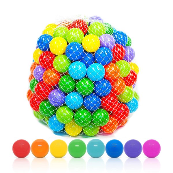 Playz Soft Plastic Mini Ball Pit Balls 50 Count - w/ 8 Vibrant Colors - Crush Proof, No Sharp Edges, Non Toxic, Phthalate & BPA Free for Baby Toddler Ball Pit, Play Tents & Tunnels Indoor & Outdoor