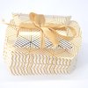 Aokbean 100 Pack Mini Pillow Candy Box Small Gift Boxes with 50 Yards Ribbon for Christmas Wedding Party Favor Gift, Jewelry or Soap Packaging (Gold Stripes)