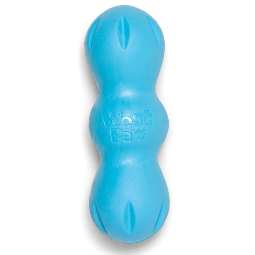 WEST PAW Zogoflex Rumpus Dog Chew Toy – Floatable Toy for Dogs, Aggressive Chewers – Puppy Chewing Toys for Catch, Fetch – Recyclable, Dishwasher-Safe, Medium 6.25", Aqua Blue
