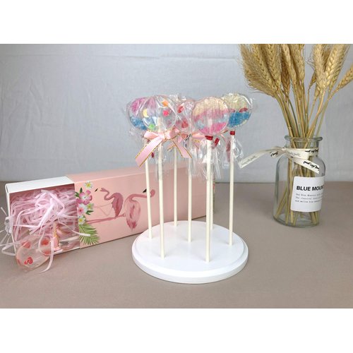 NANGOPOP 2 Pack Cake Pop Stand - 7 Hole Wood Lollipop Holder Display Round Candy or Sucker Stand for Wedding, Birthday Party, White