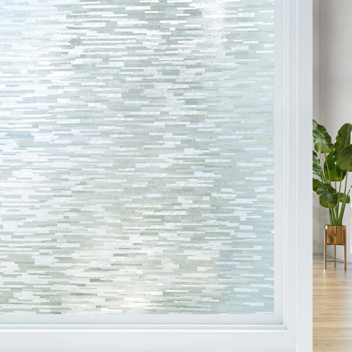 Haton Window Privacy Film, Frosted Glass Window Film, Static Cling UV Blocking Removable Window Clings, Opaque Window Stickers, Vinyl Window Coverings for Home Office, Non Adhesive 17.5 x 78.7 Inches