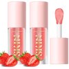 LANGMANNI Hydrating Lip Glow Oil,Moisturizing Nourishing Lip Oil,Light Colour Gloss Tinting And Non-sticky Lip Oil For Dry Lips Lip Care (Strawberry 2Pcs)