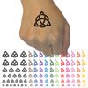 Celtic Triquetra Knot Silhouette Temporary Tattoo Water Resistant Fake Body Art Set Collection - Brown (One Sheet)