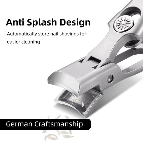 3 in 1 Nail Clippers Set with Glass Nail File for Thick Nail，【Anti Splash】【Ultra Sharp】【Wide Jaw】, Toenail Clippers for Men/Women/Senior/Gravida