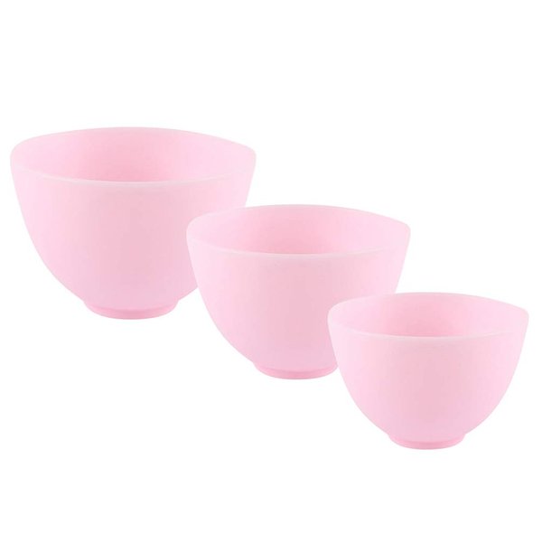 3Pcs Silicone Facial Mixing Bowl DIY Face Bowl for Home Use, Facial (Pink)